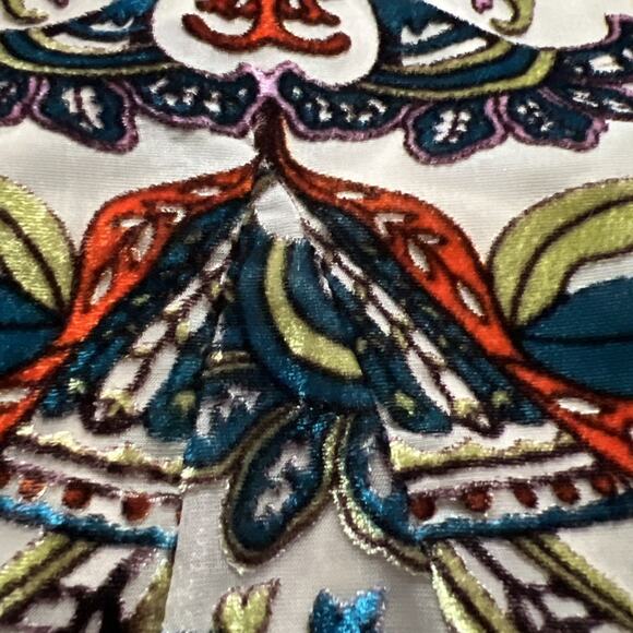 Coldwater Creek Blouse Women LP Floral Velvet Burn Out Pull Over Tunic Boho - Picture 9 of 13